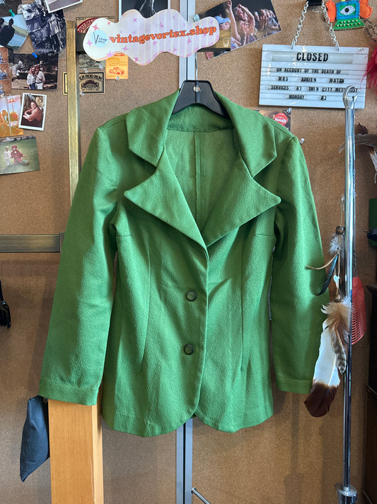 1970s Green Poly-Knit Blazer