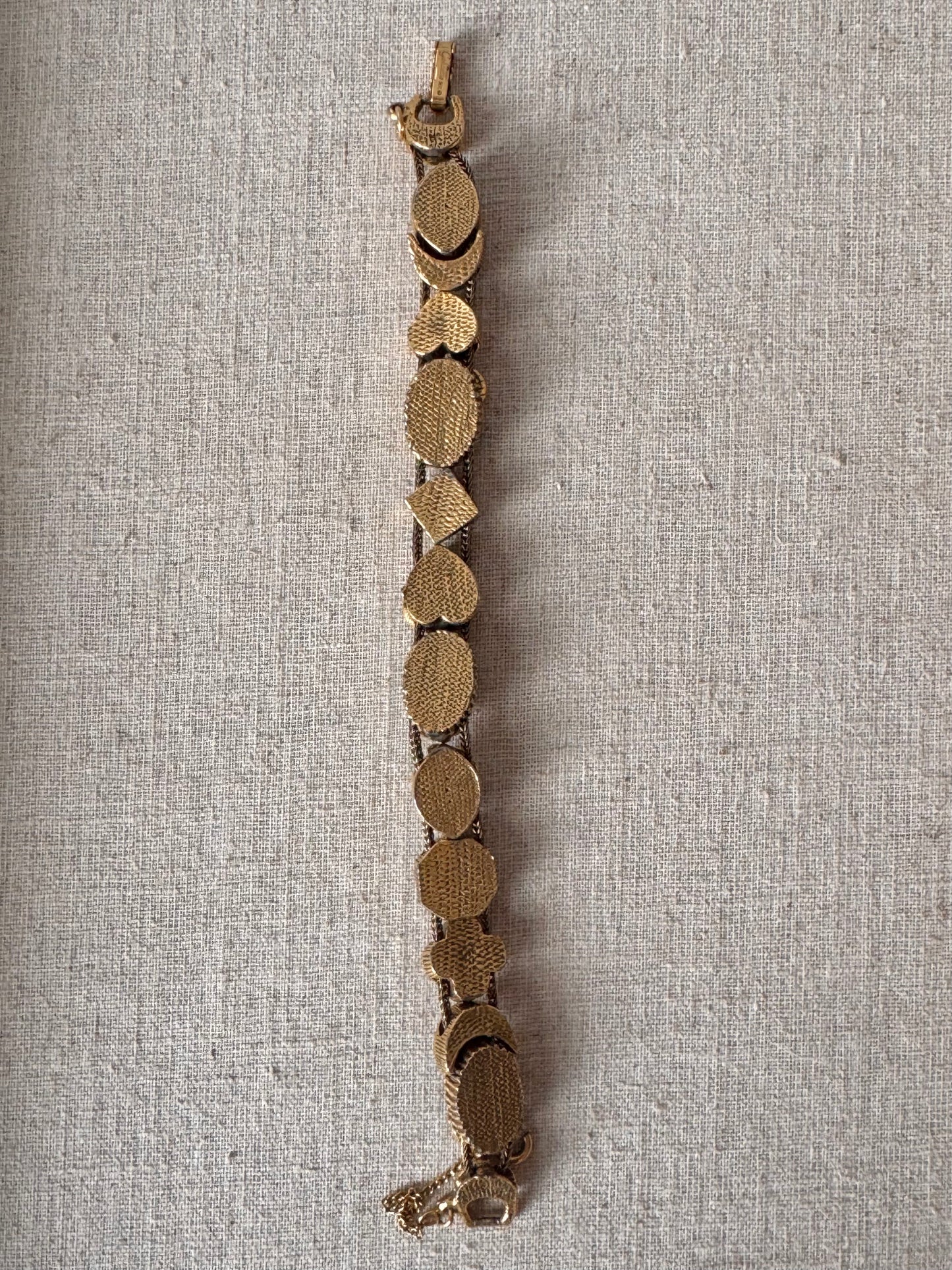 1950s Goldette Victorian Revival Charm Slide Bracelet