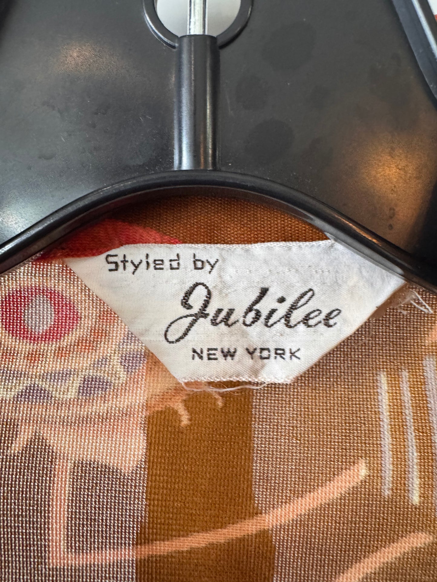 1970s Brown & Orange Point Collar Button Up Shirt