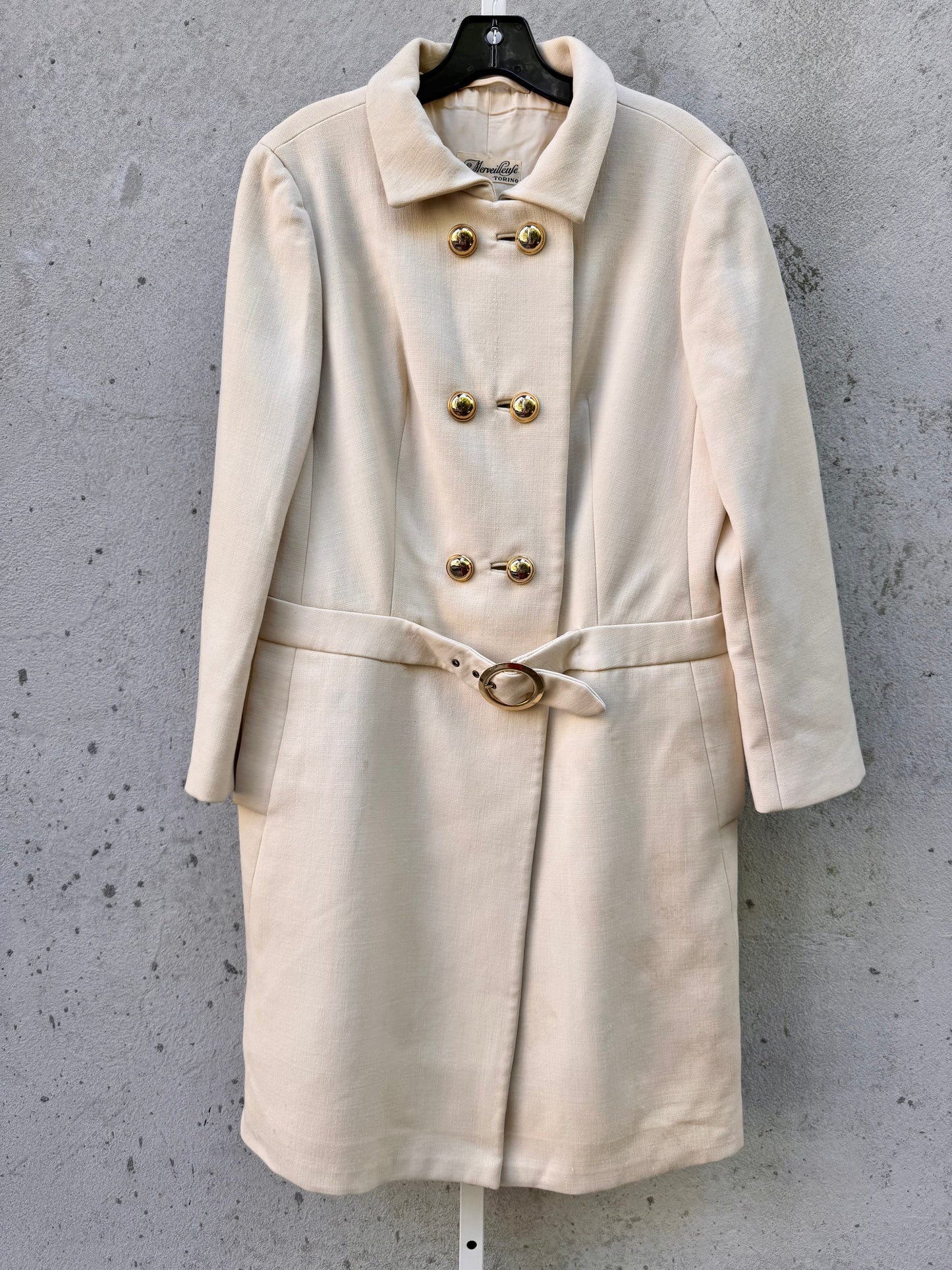 1970s Cream Coat with Gold Buttons