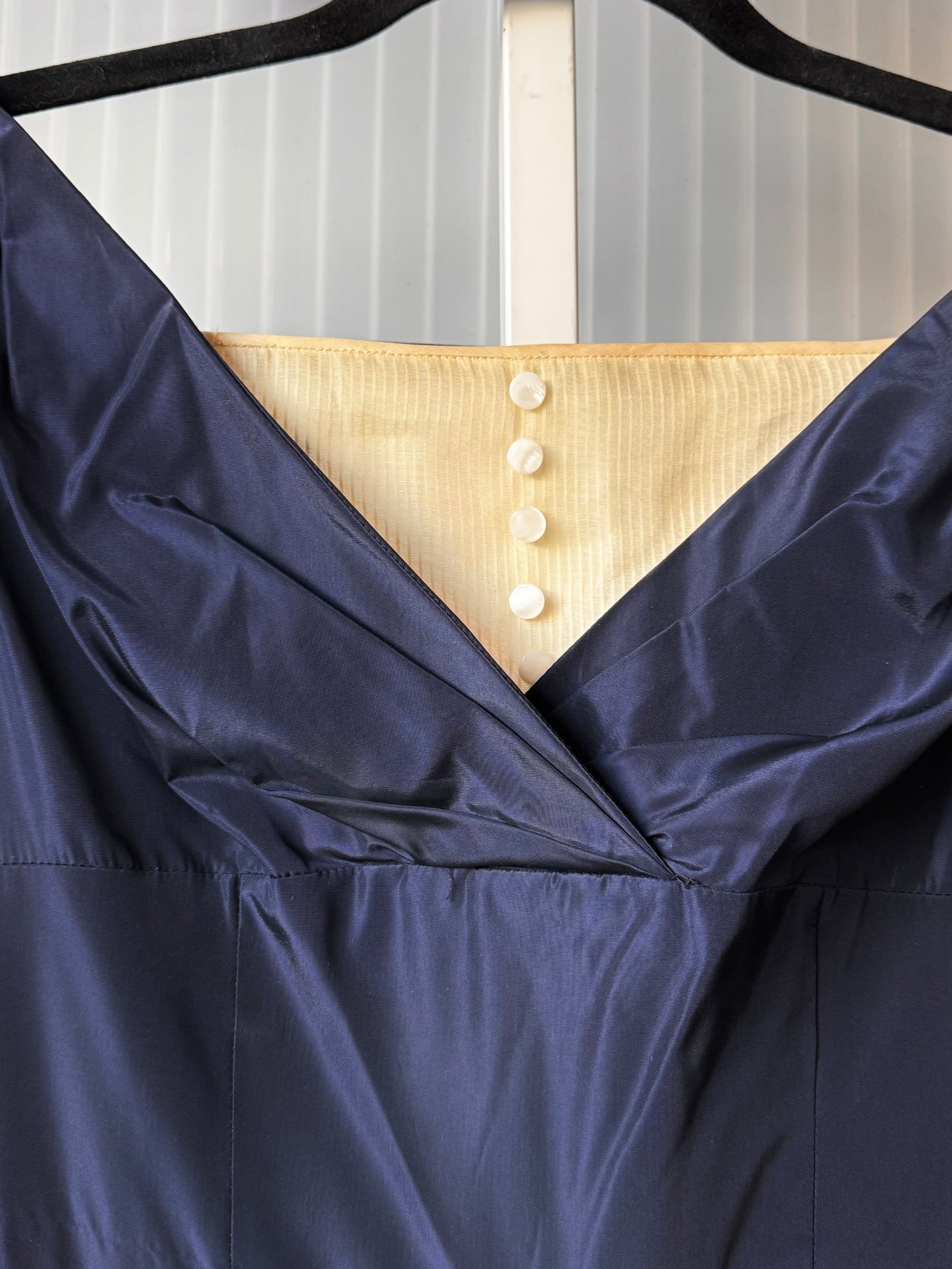1950s Navy Blue Pleated Sleeveless Dress & Bolero