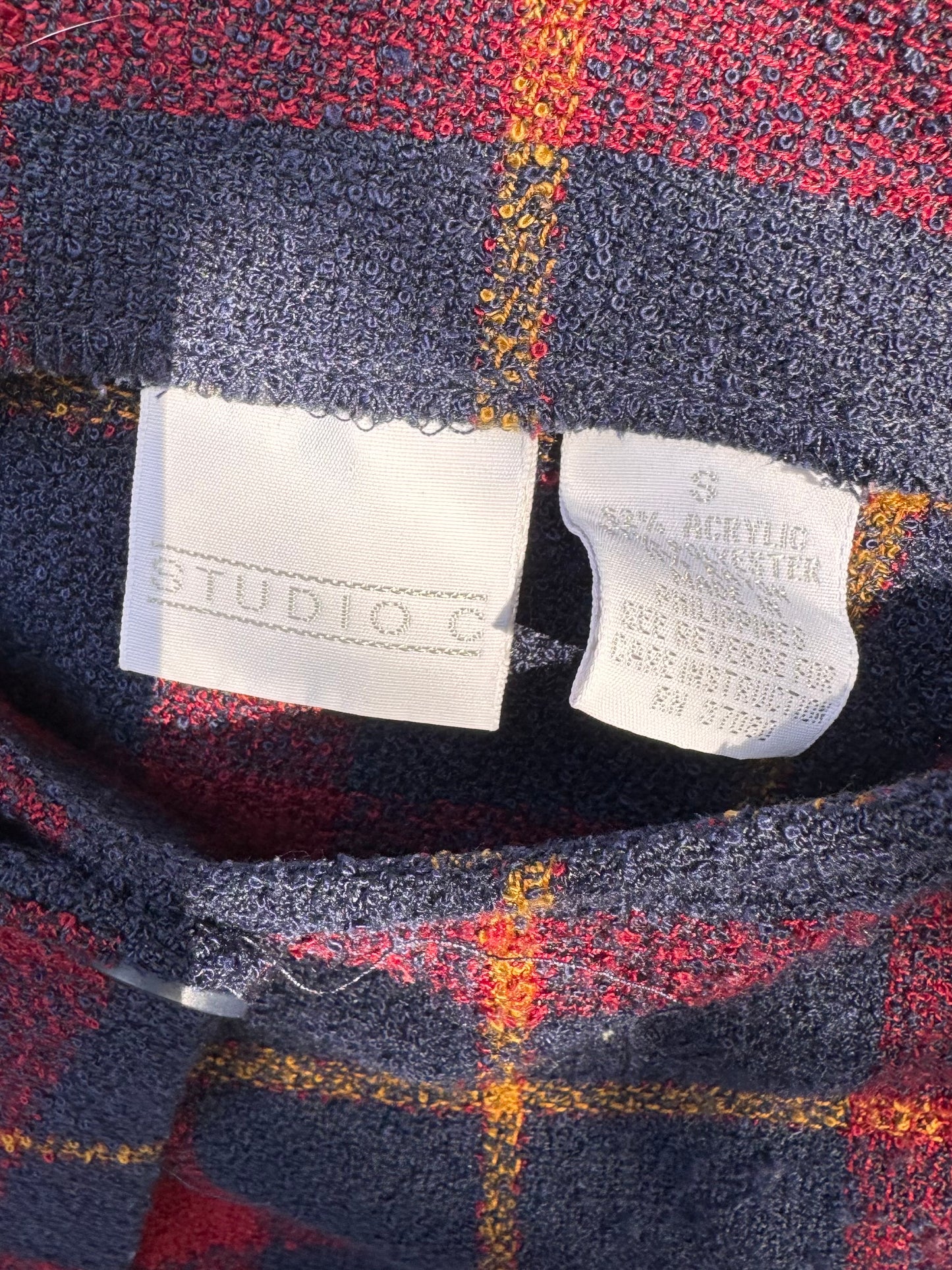 1990s Red & Navy Plaid Wrap Skirt