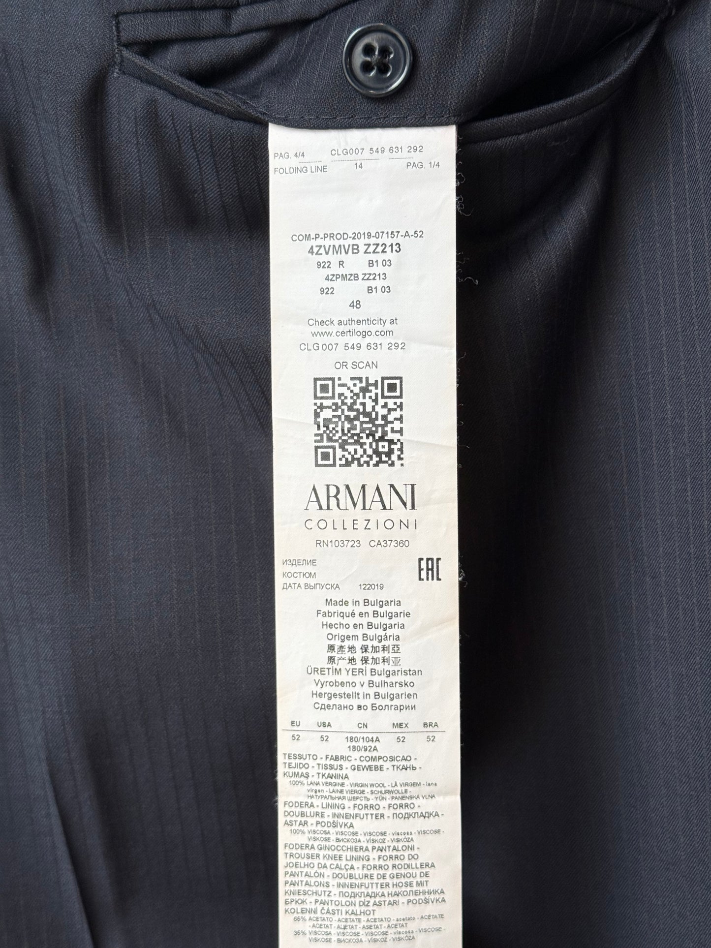Armani Collezioni Black Striped Suit Jacket & Pants Set NWT