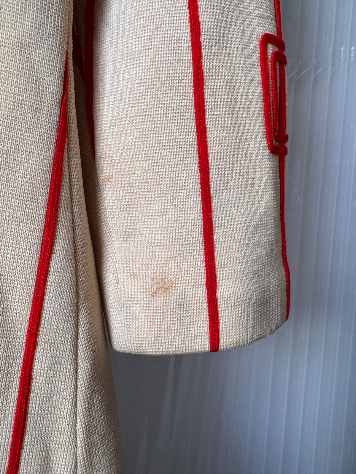 1960s Red-Pinstripe Cream Dress Coat