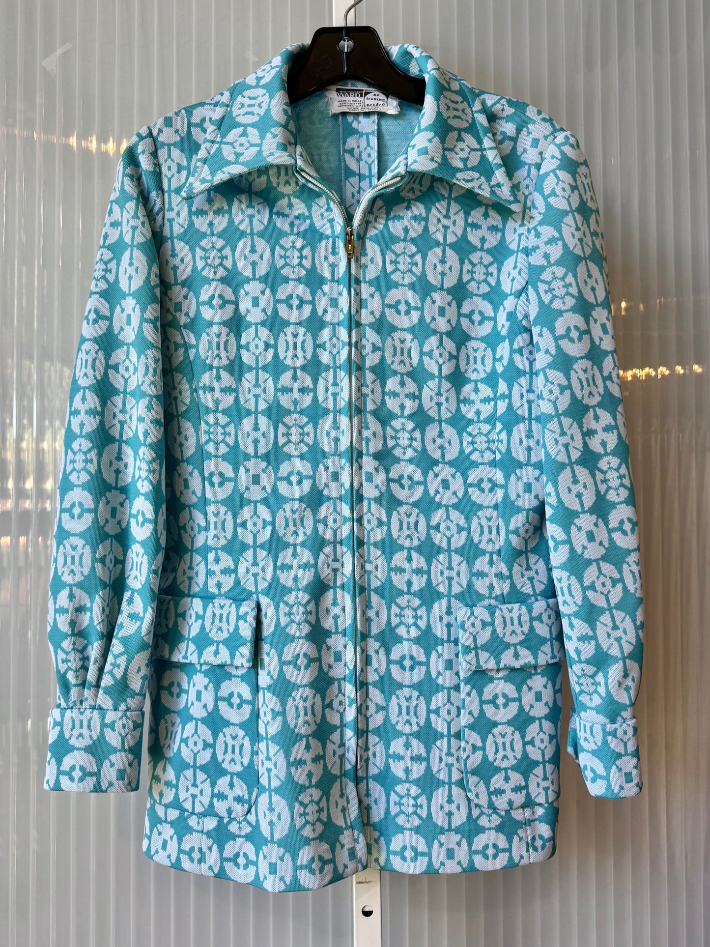 1970s Turquoise Blue Zip-Up Shacket