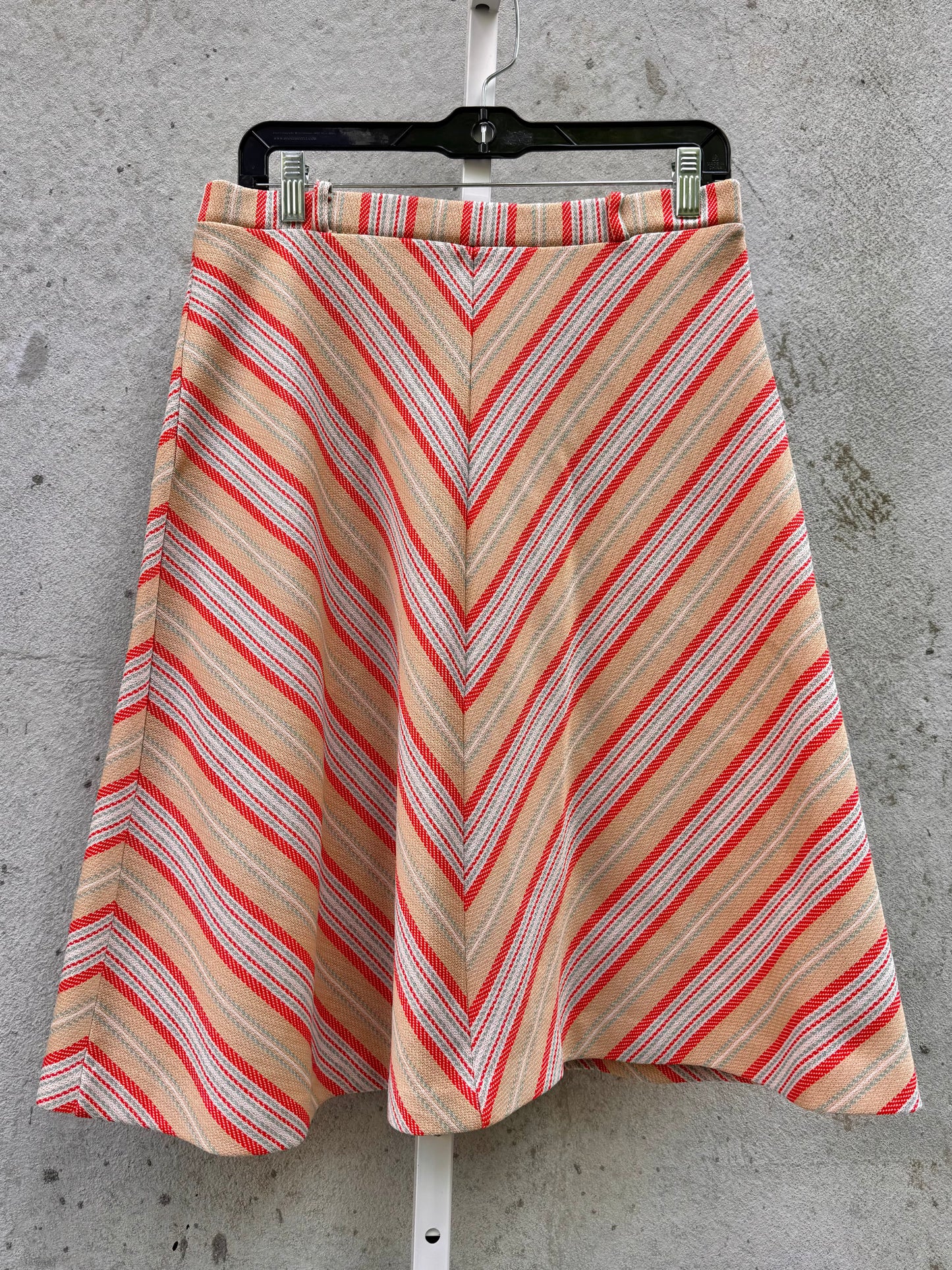 1970s Orange & Beige Fishtail Striped Skirt