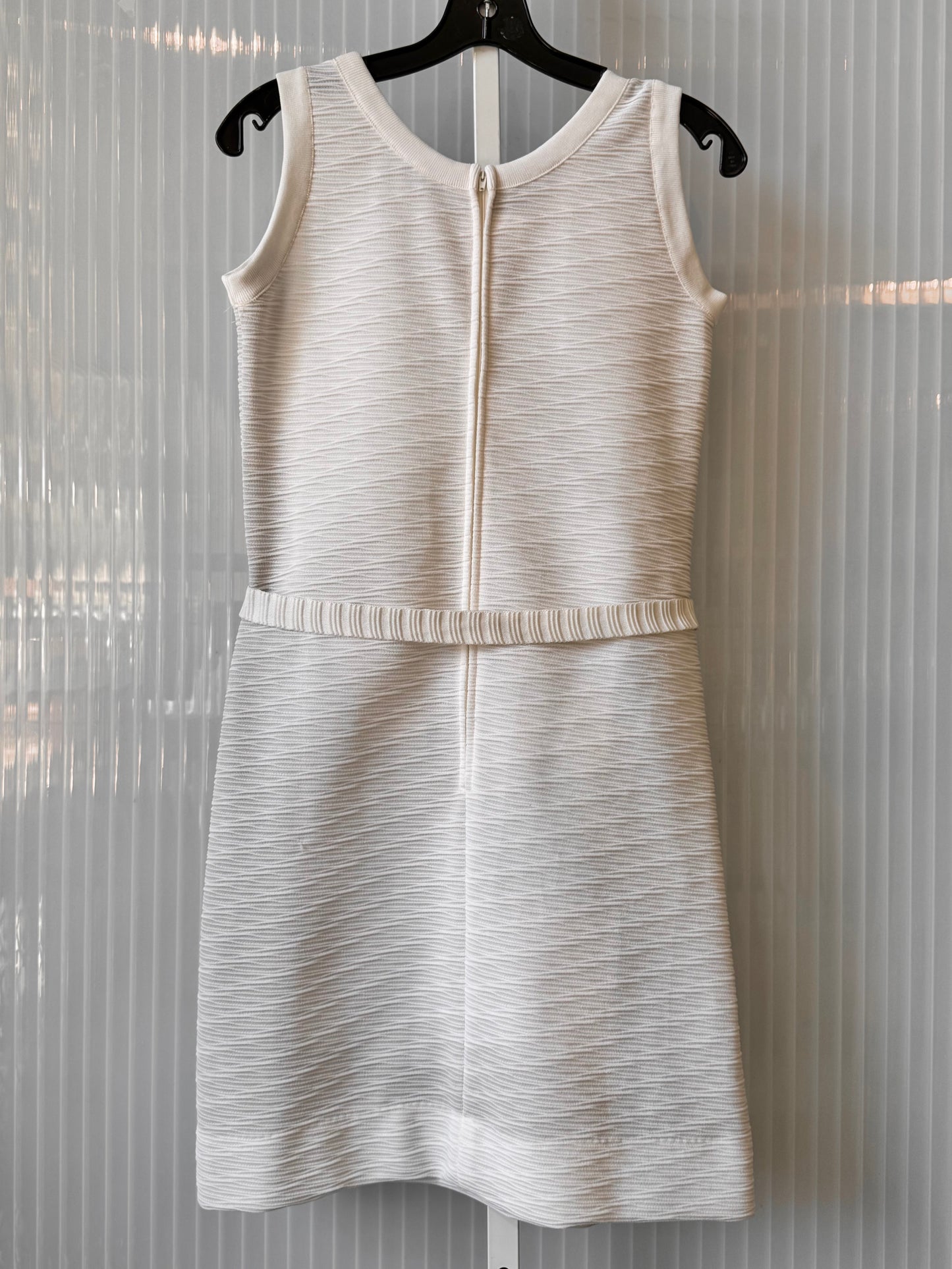 1960s White Textured Shift Dress