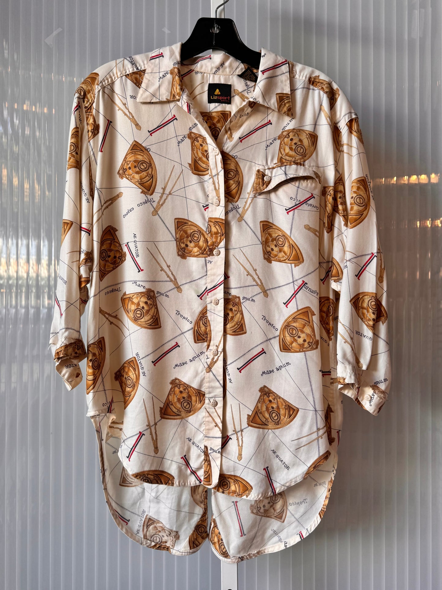 1990s Compass Print Button-up Blouse