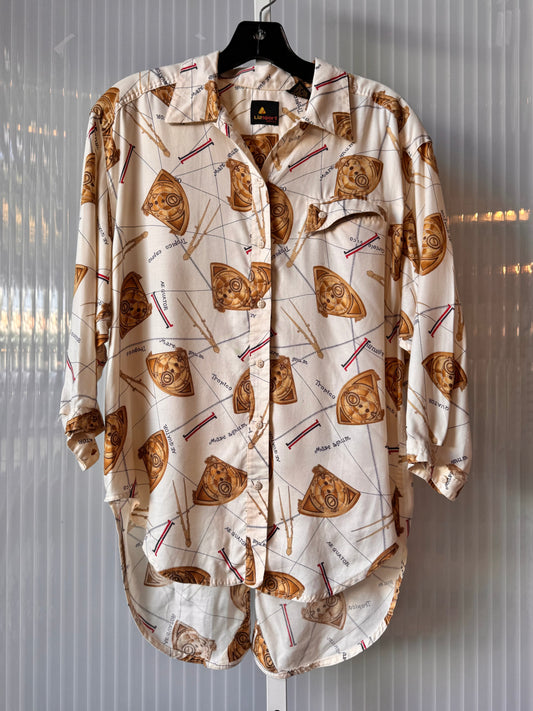 1990s Compass Print Button-up Blouse