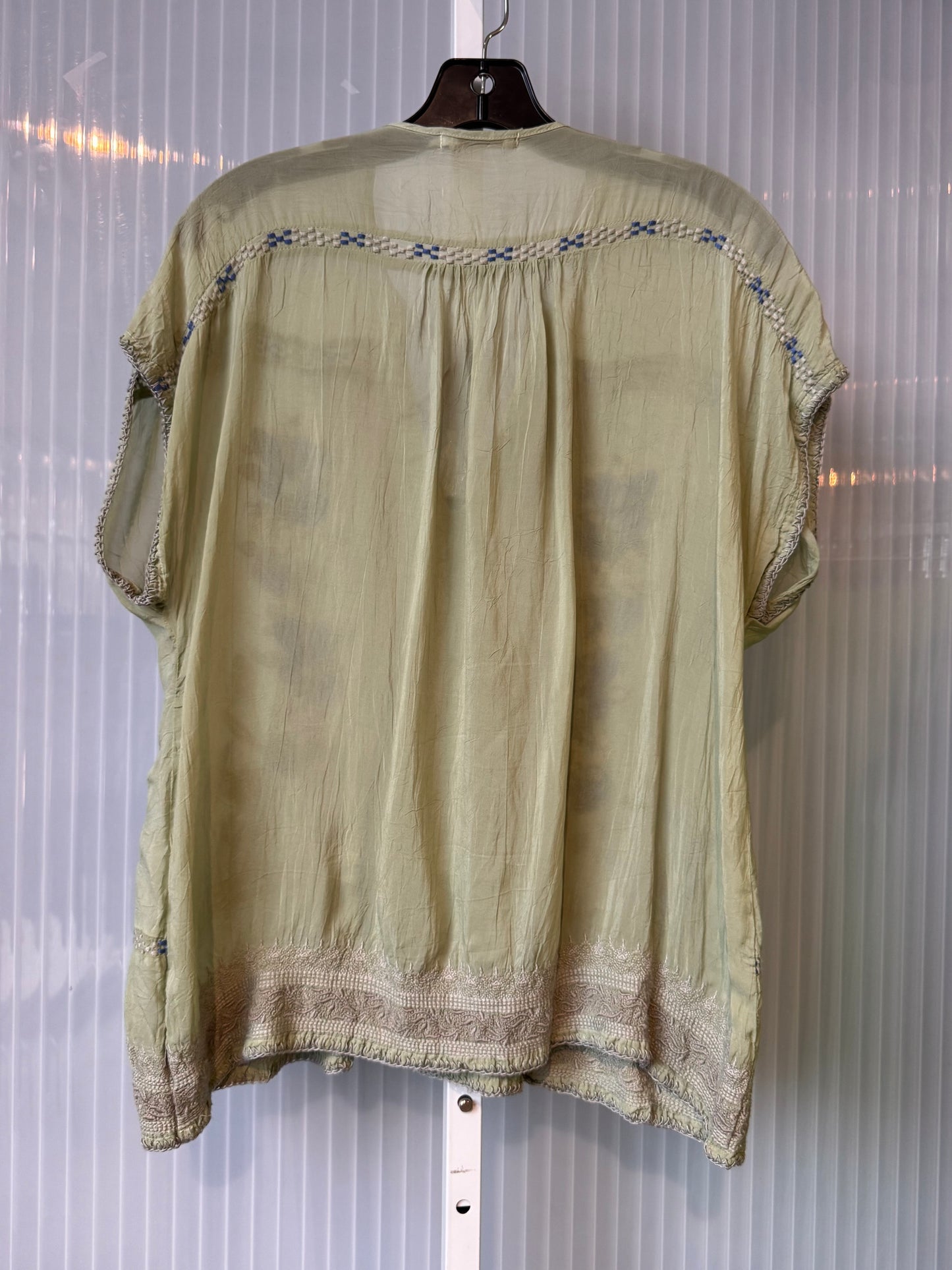 Mint Green Embroidered Johnny Was Blouse