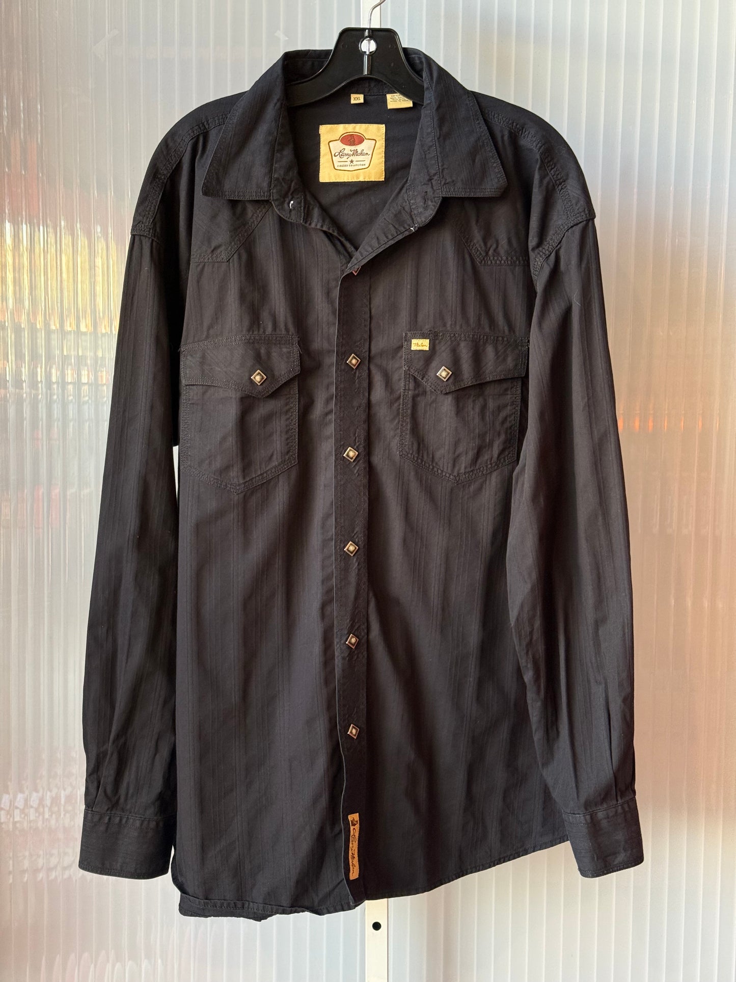 Black Western Style Snap-Up Larry Mahan Shirt