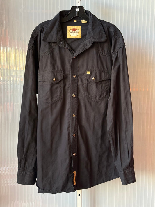 Black Western Style Snap-Up Larry Mahan Shirt