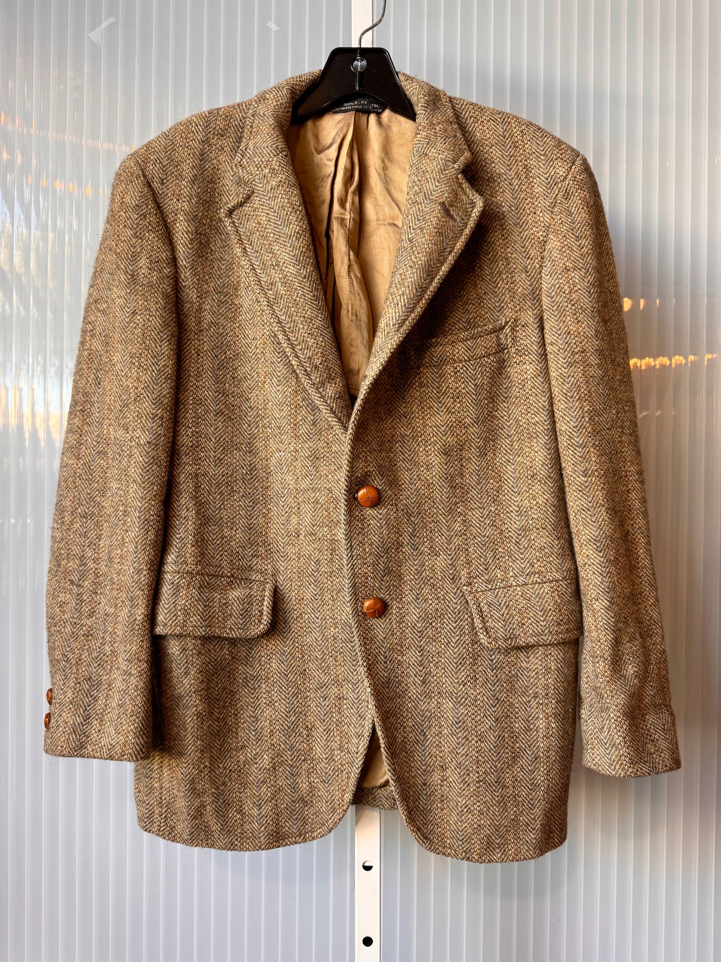 1960s Brown Herringbone Tweed Jacket