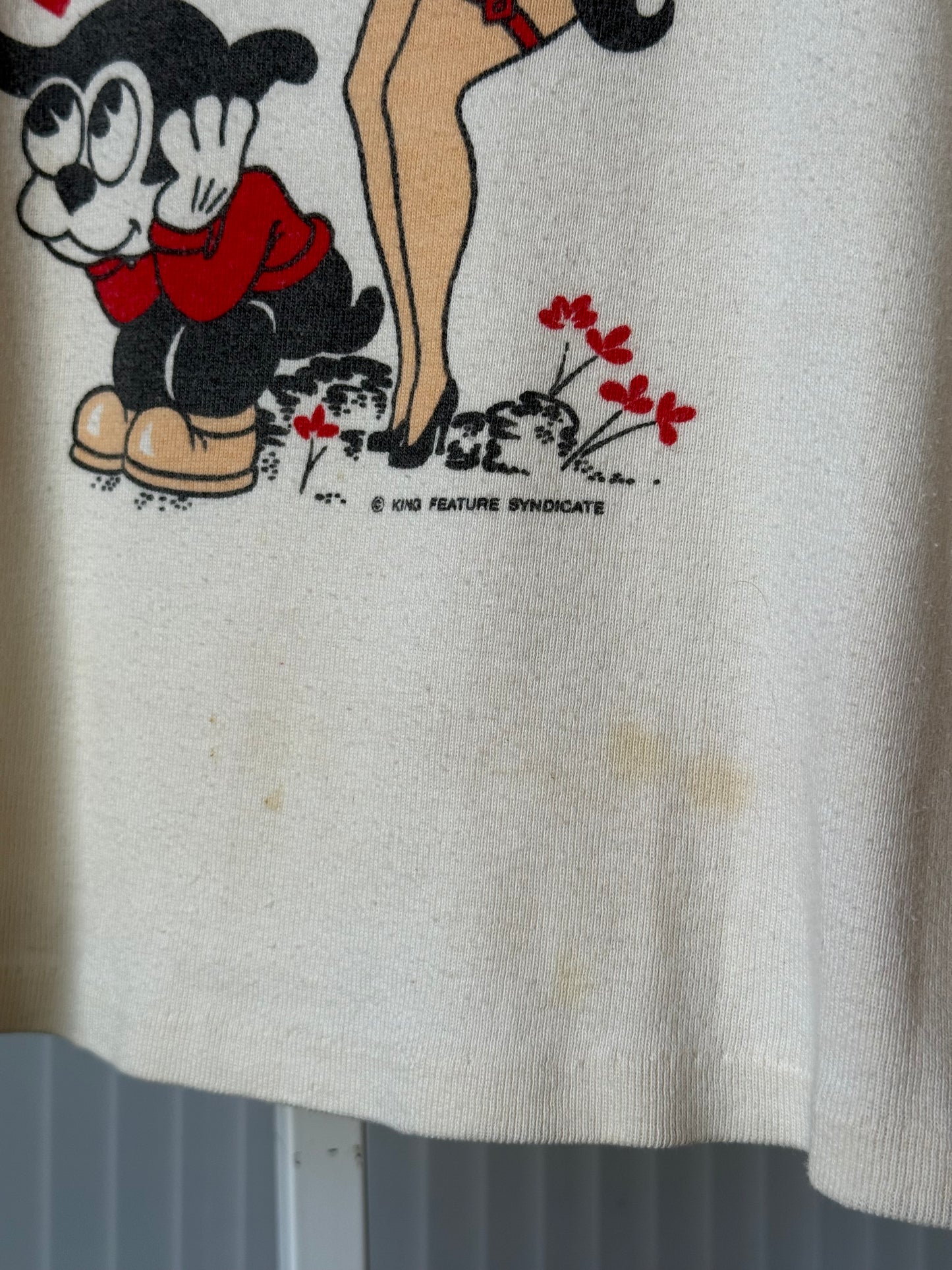 1970s Betty Boop Baby-Tee Shirt w/ Felt Heart Applique
