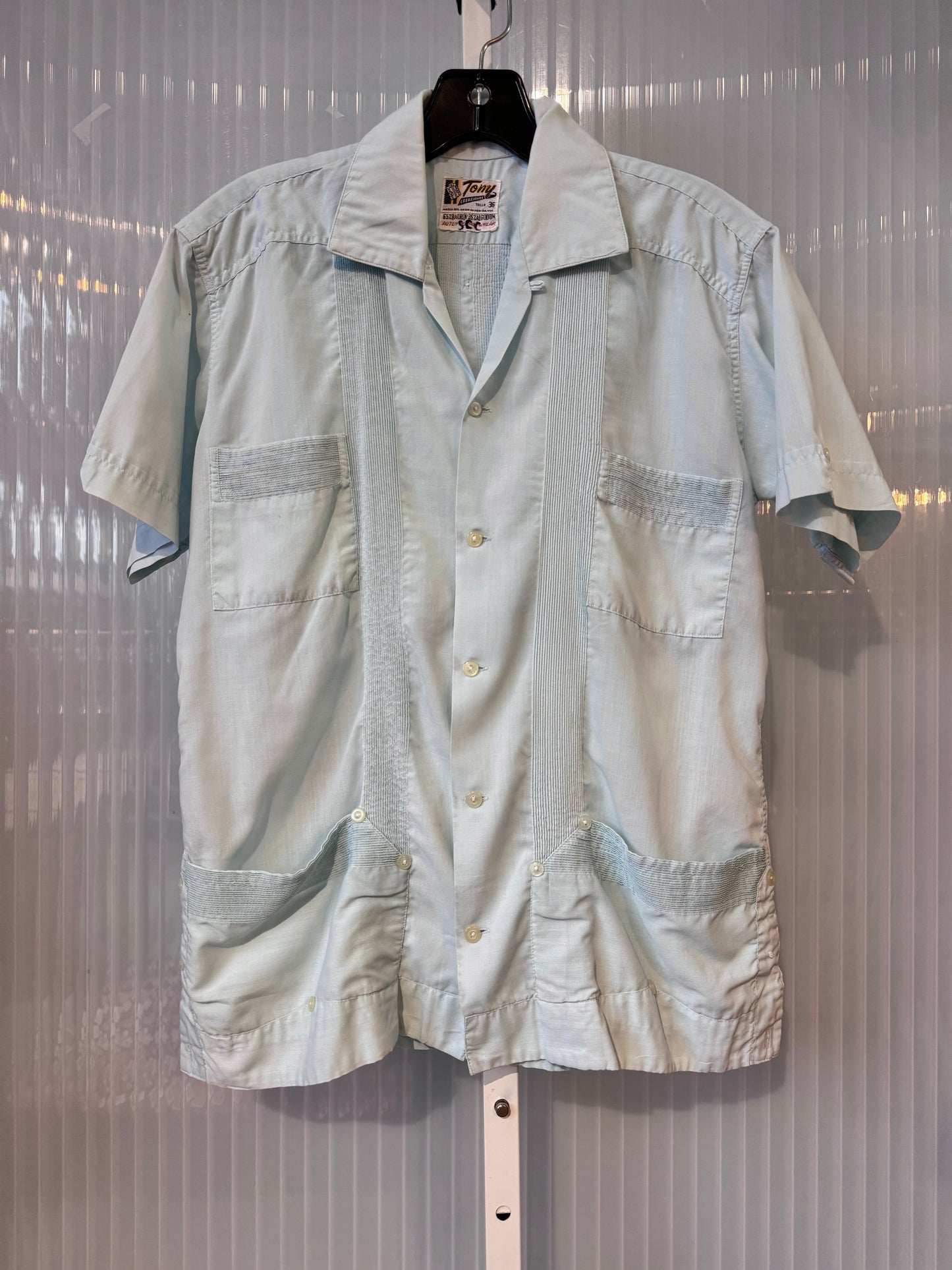 1960s Light Blue Guayabera Shirt