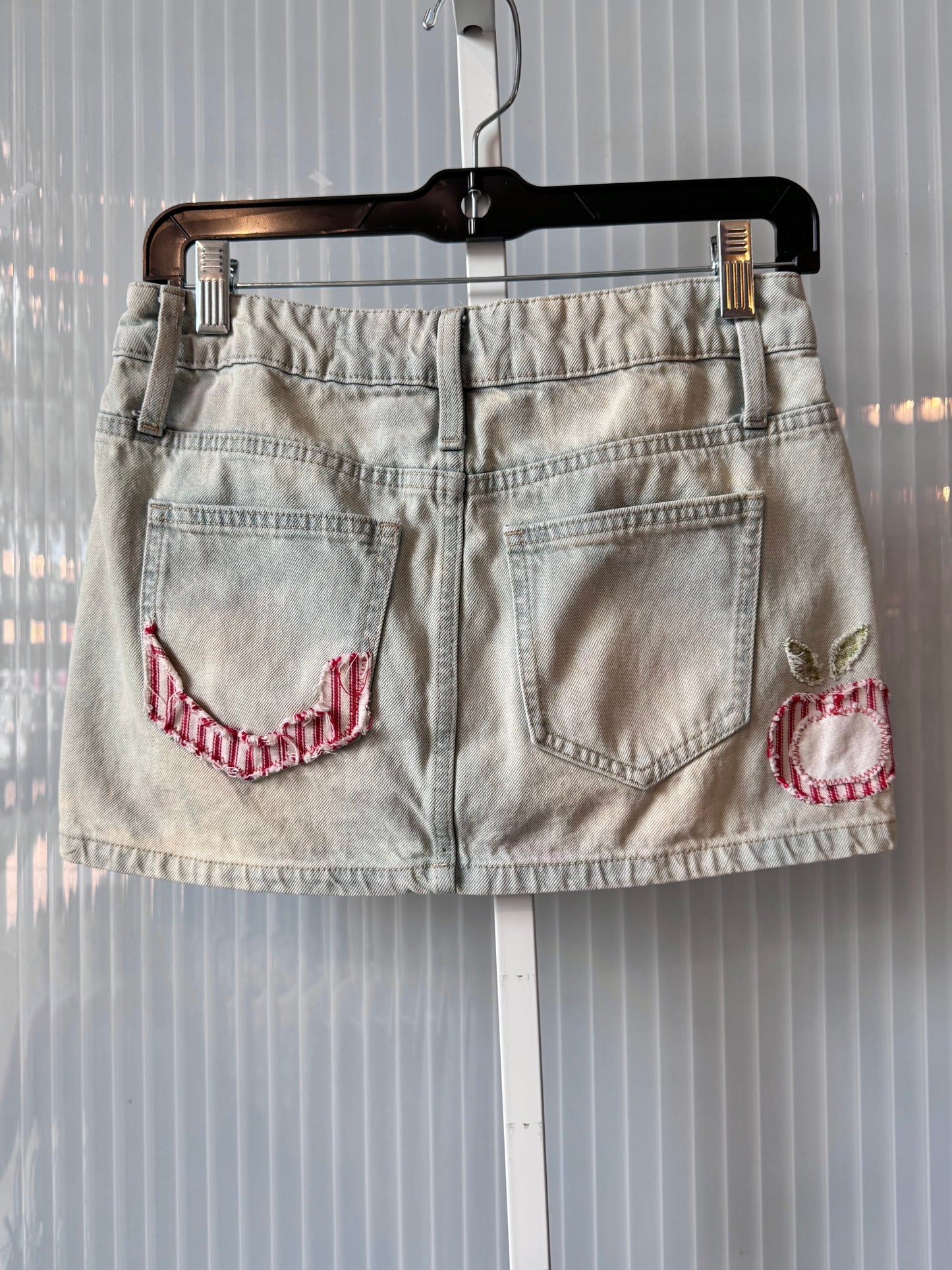2010s Childrens Denim Skirt with Patchwork Apple