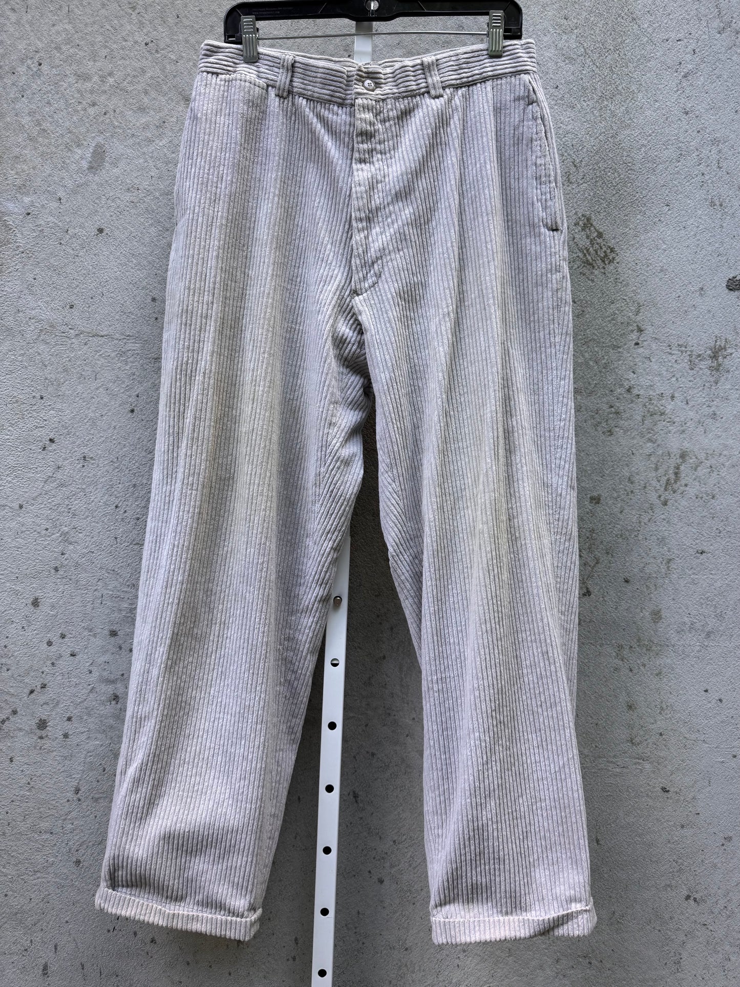 1970s Light Grey Wide Wale Corduroy Pants