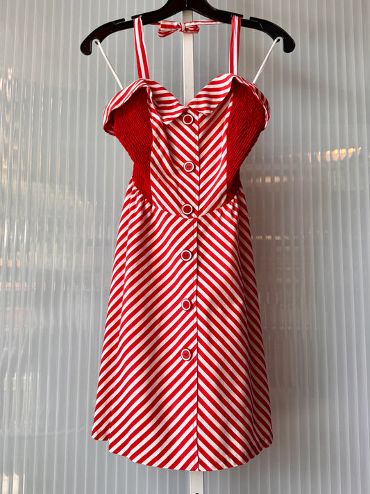 1970s Red Striped Halter Dress
