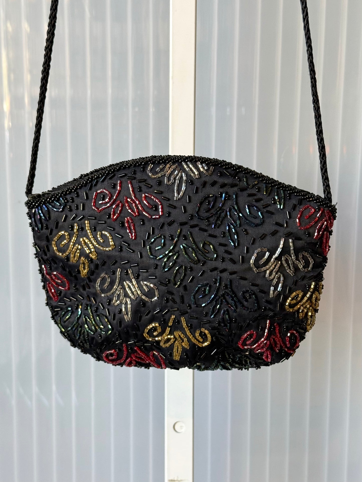 Black Crossbody w/ Multicolored Beading
