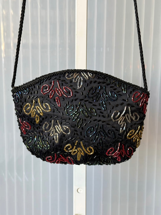 Black Crossbody w/ Multicolored Beading