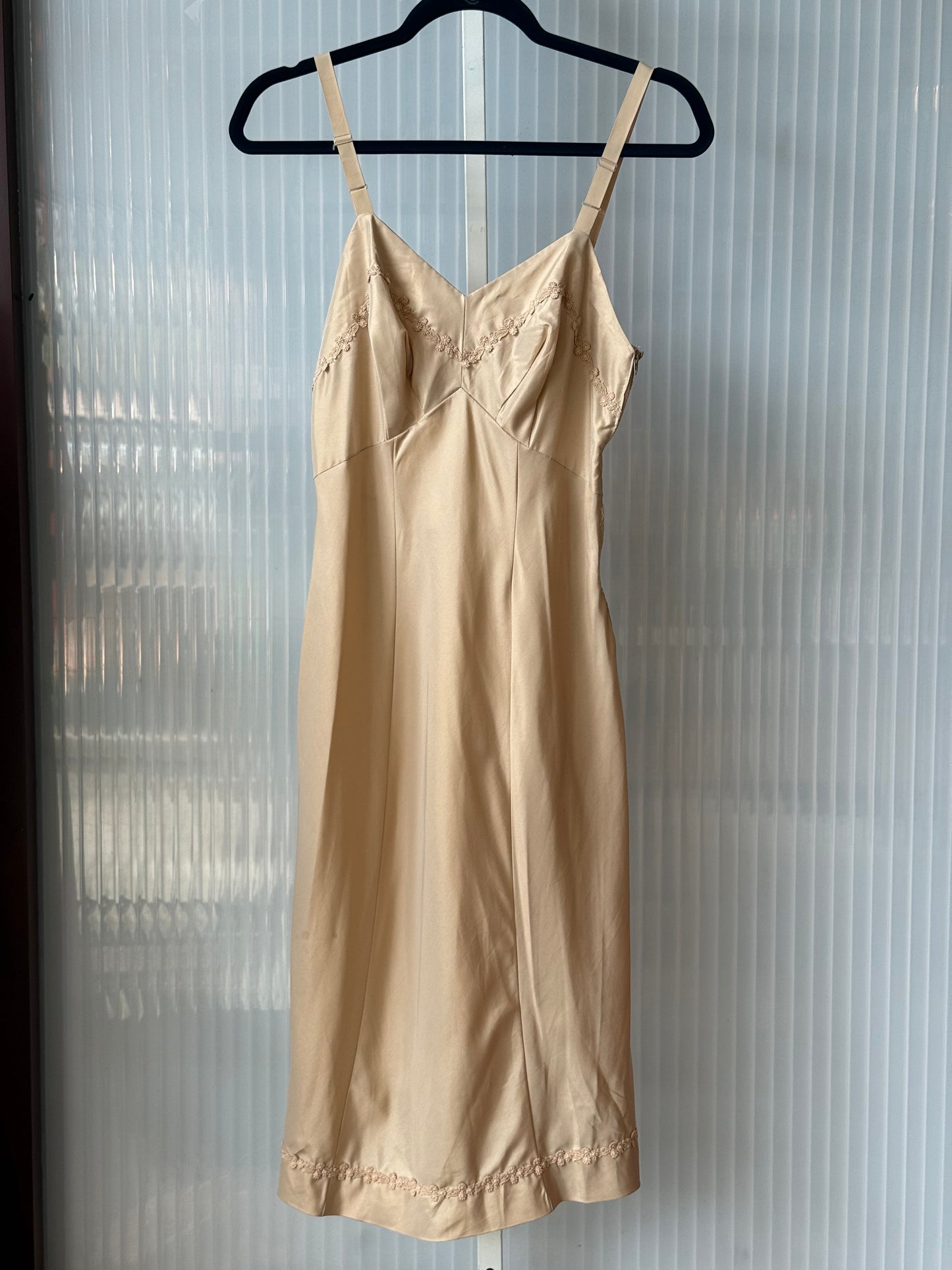1960s Cream Blush Slip Dress w/ Side Zipper