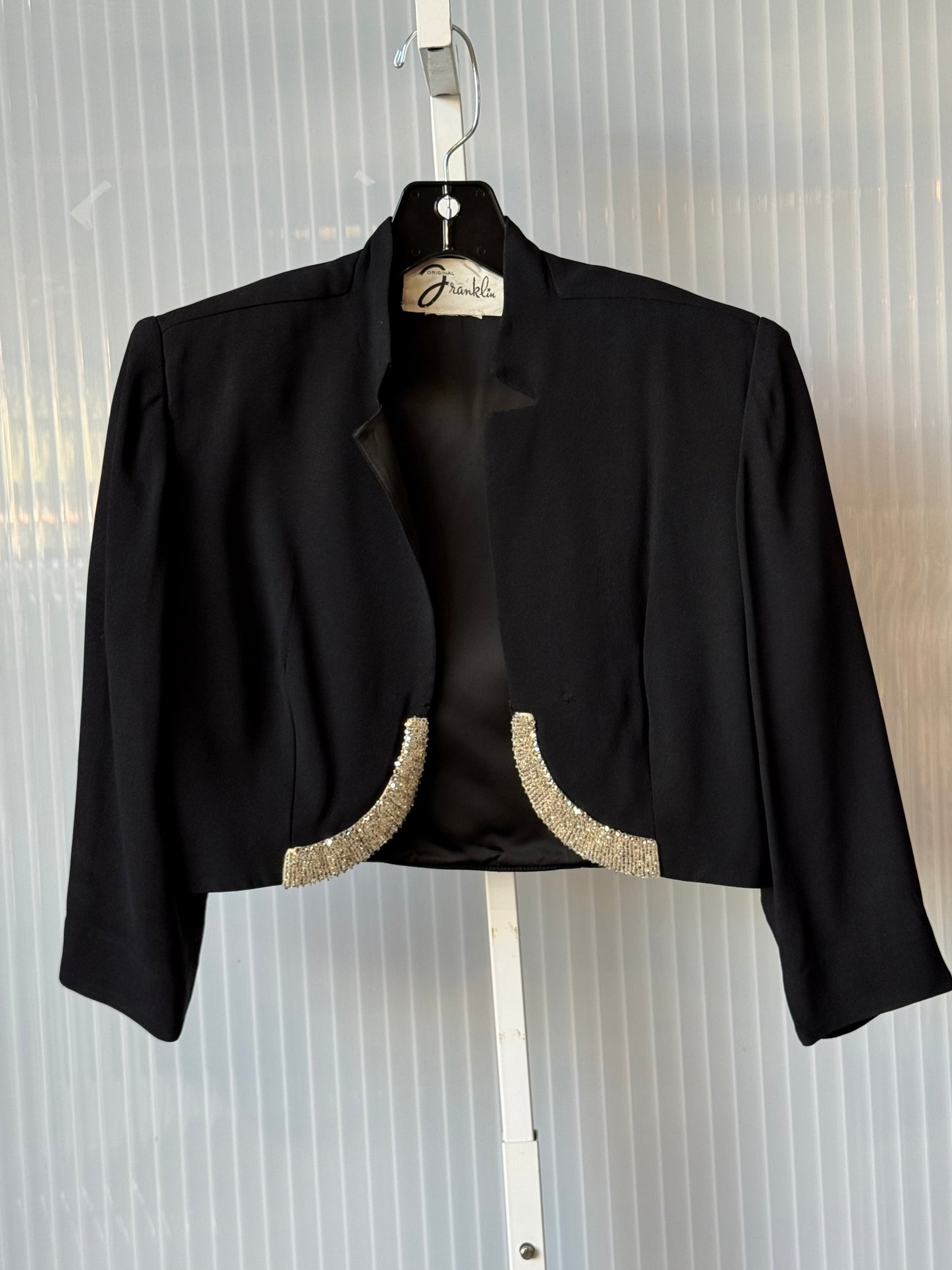 1950s Silver Beaded Black Bolero & Dress Set