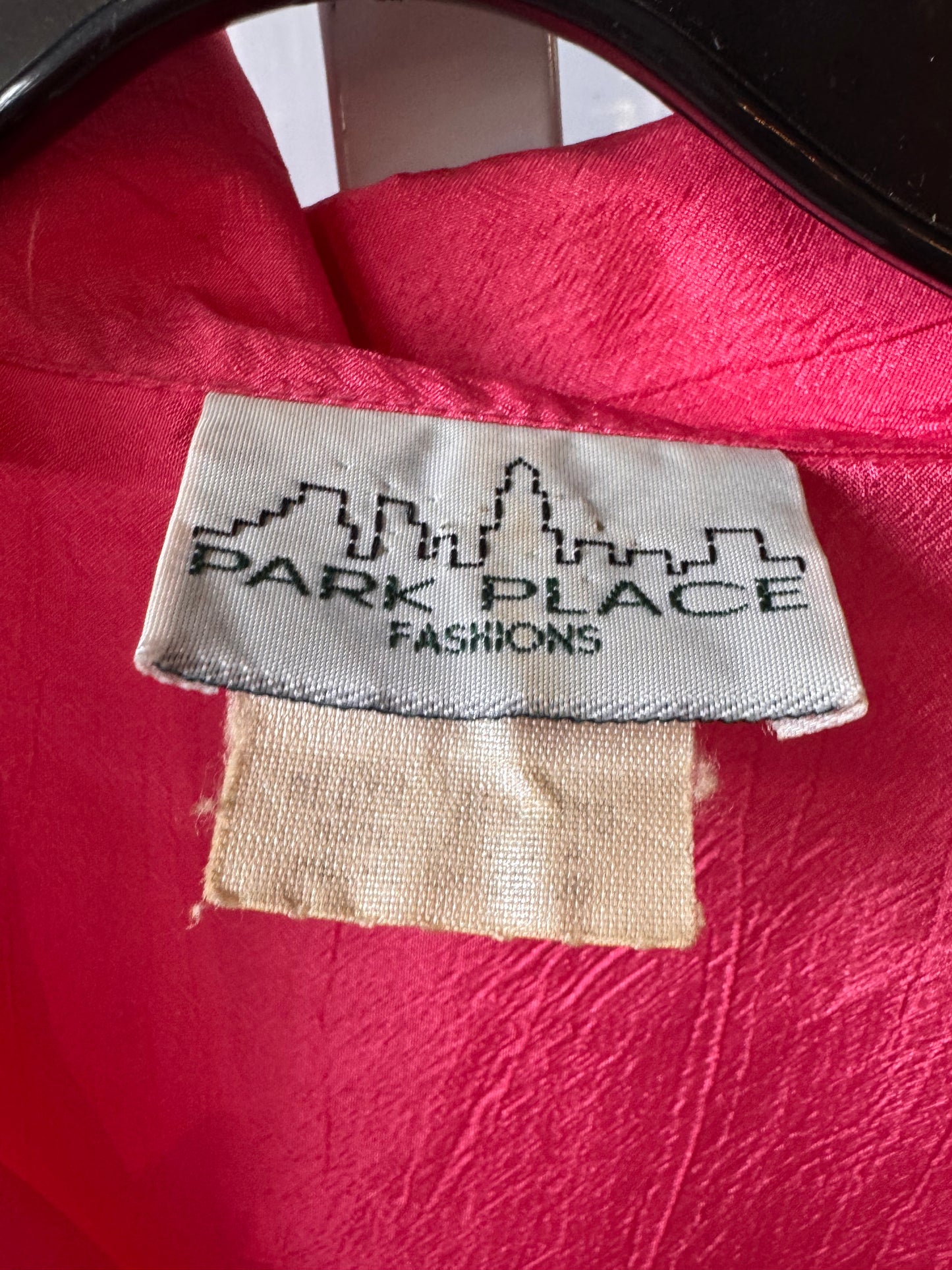 1980s Hot Pink Button Up Shirt with Geometric Embroidery