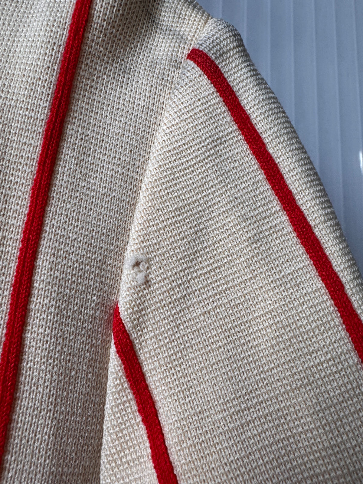 1960s Red-Pinstripe Cream Dress Coat