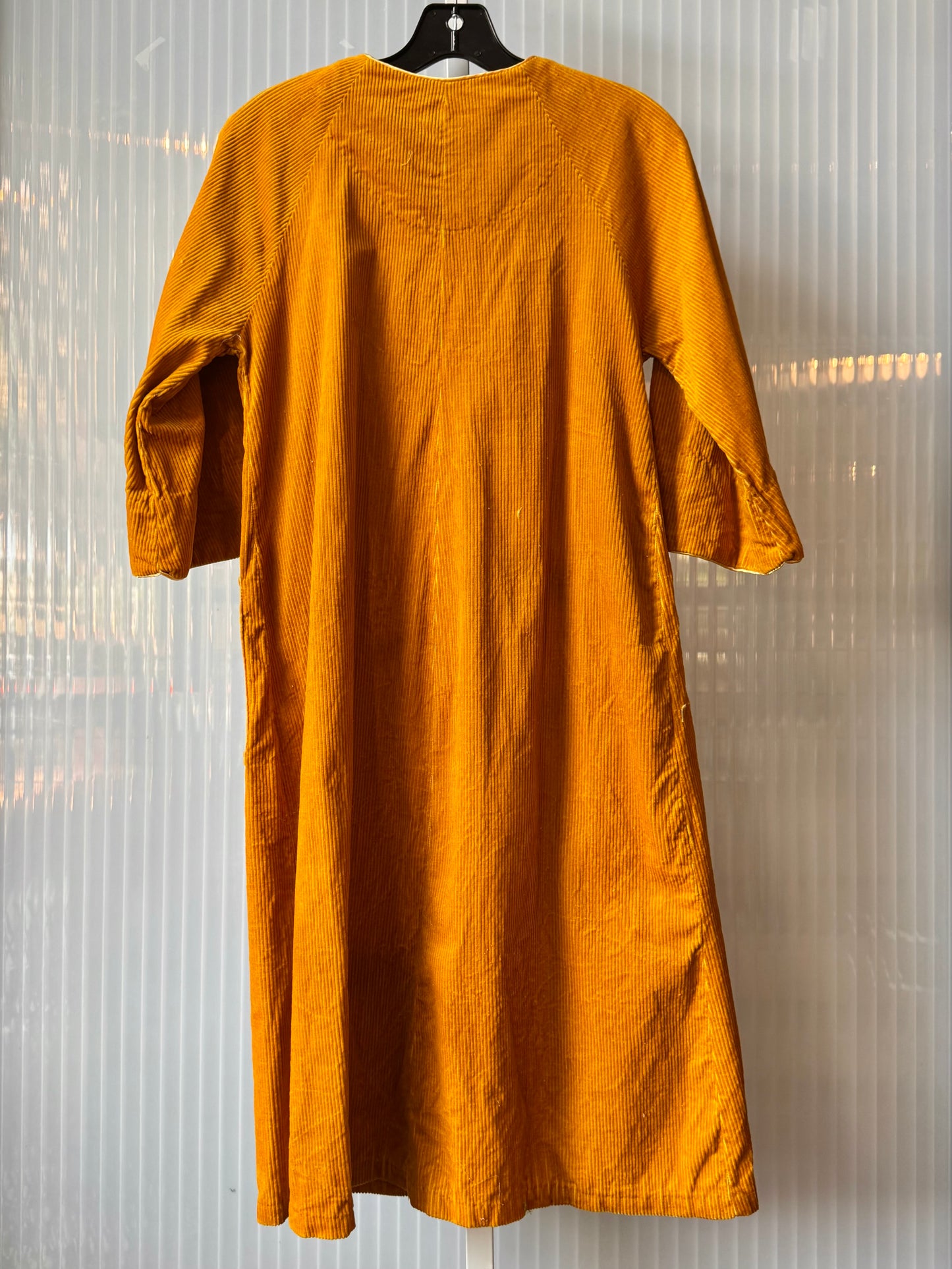 1970s? Mustard Yellow Corduroy Button-Front Dress