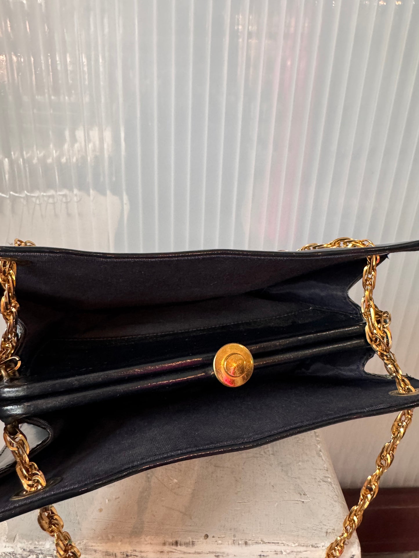 1960s Gold-Chain Black Handbag