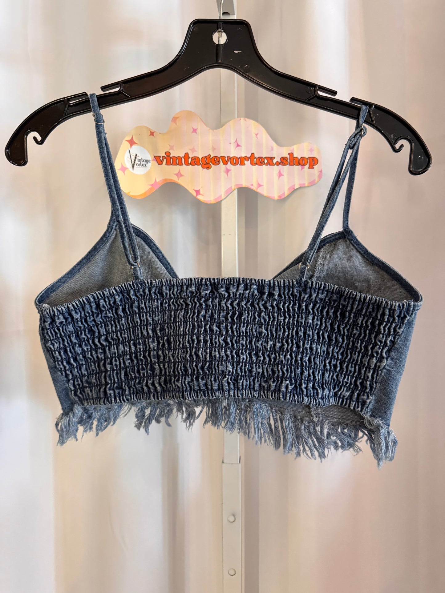 2010s Raw-Edge Denim Crop Top