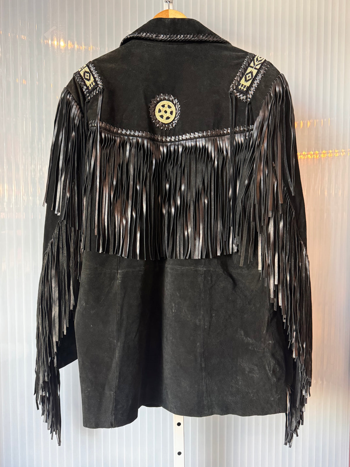 Early 1980s? Black Suede Fringe Western Jacket