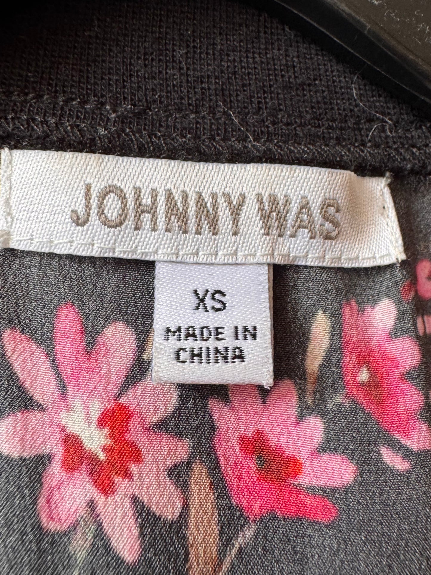 2010s Johnny Was Black & Multicolor Floral Top & Shorts Set