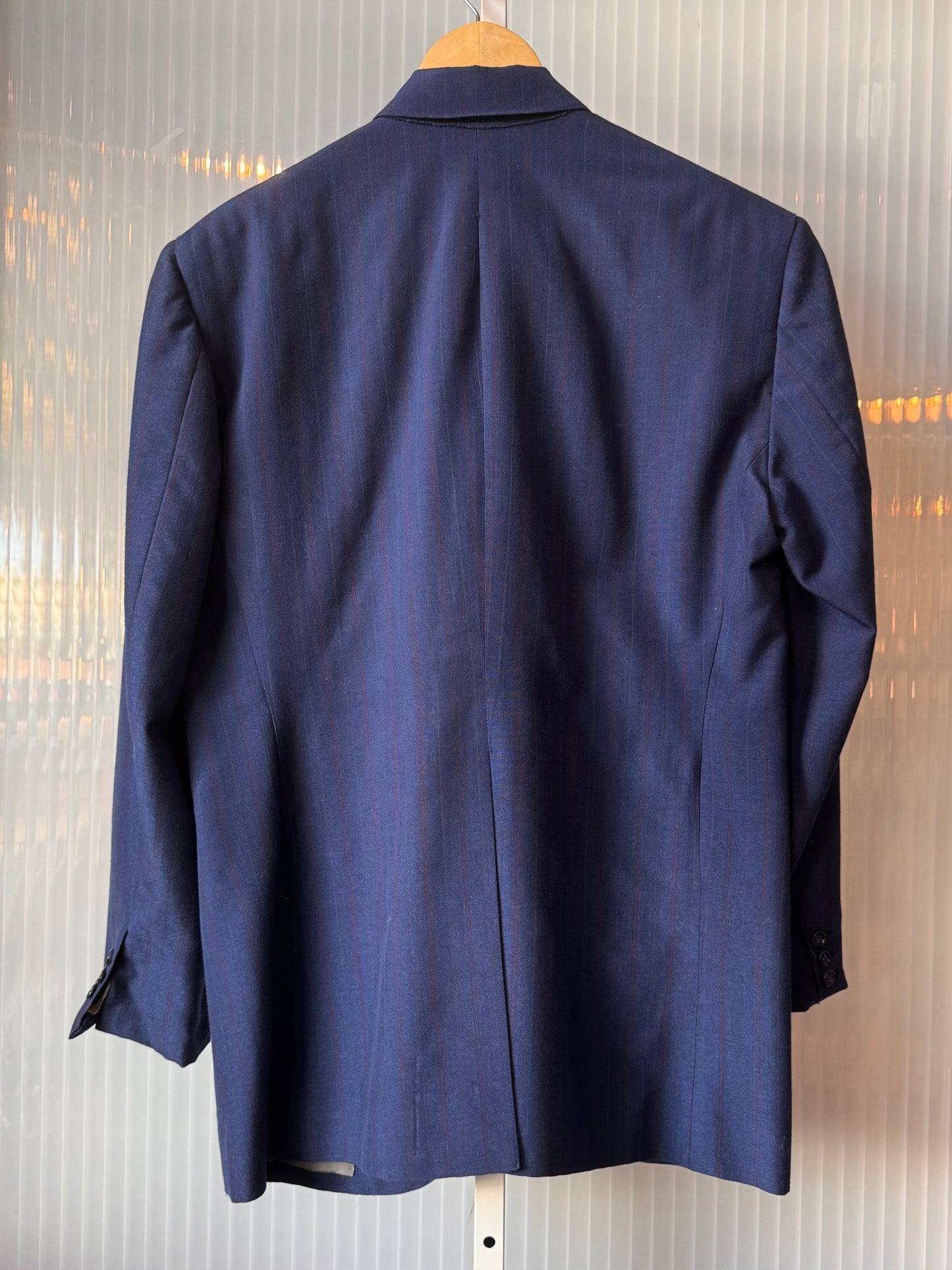 1960s Blue with Red & Gray Pinstripe Suit Jacket