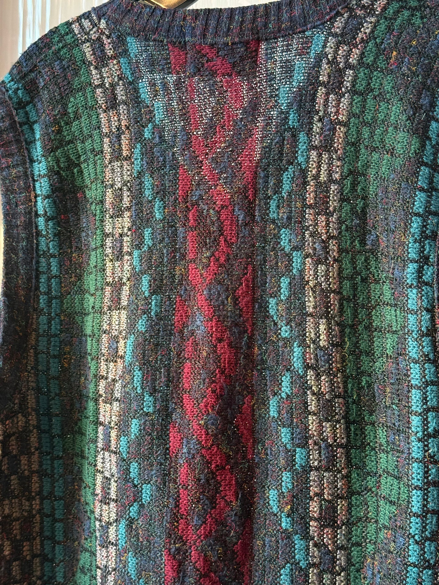 1980s London Fog Multicolor Chunky Knit Sweater Vest