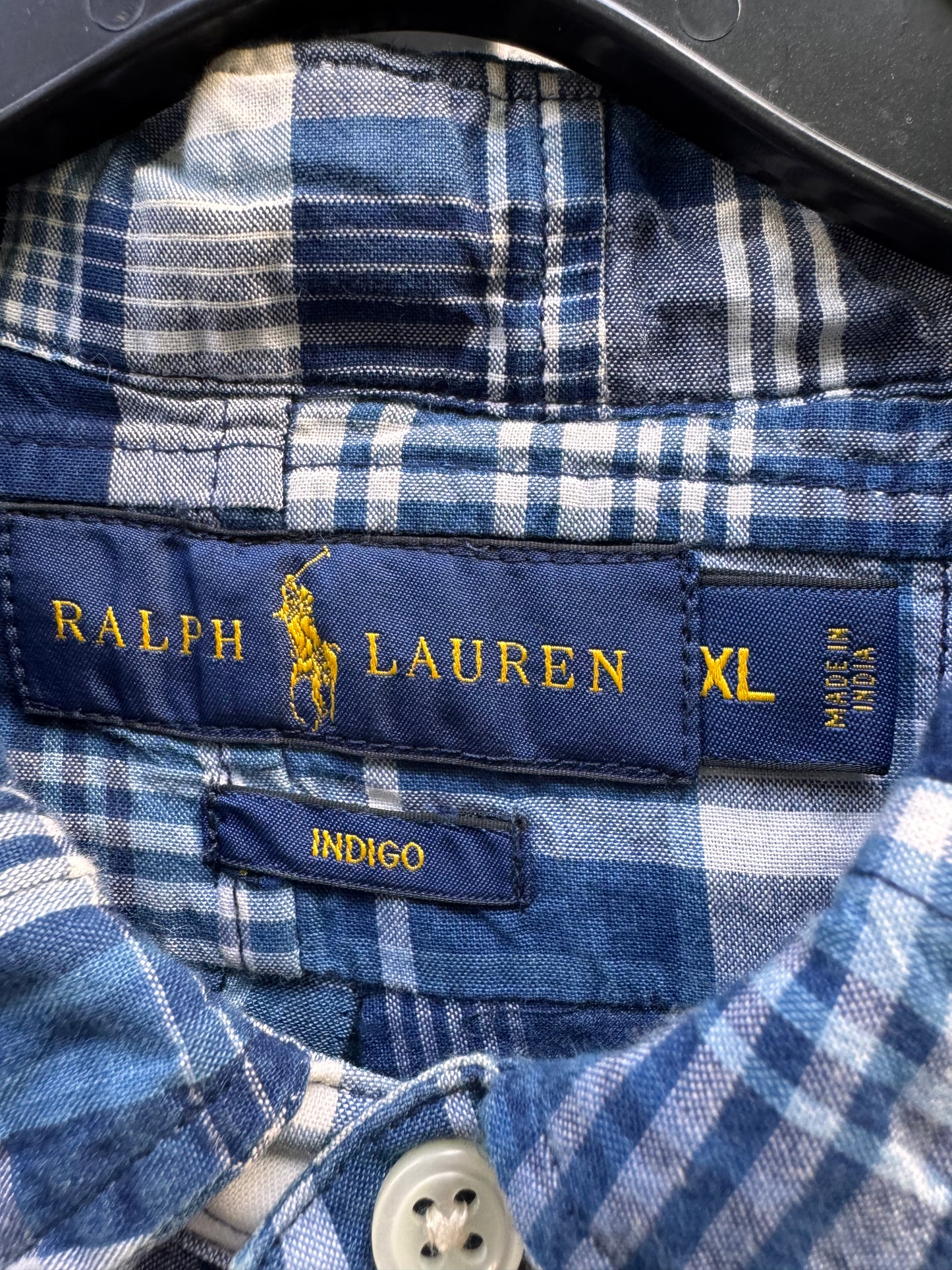 Ralph Lauren Indigo Plaid & Bandana Pattern Button Down Shirt