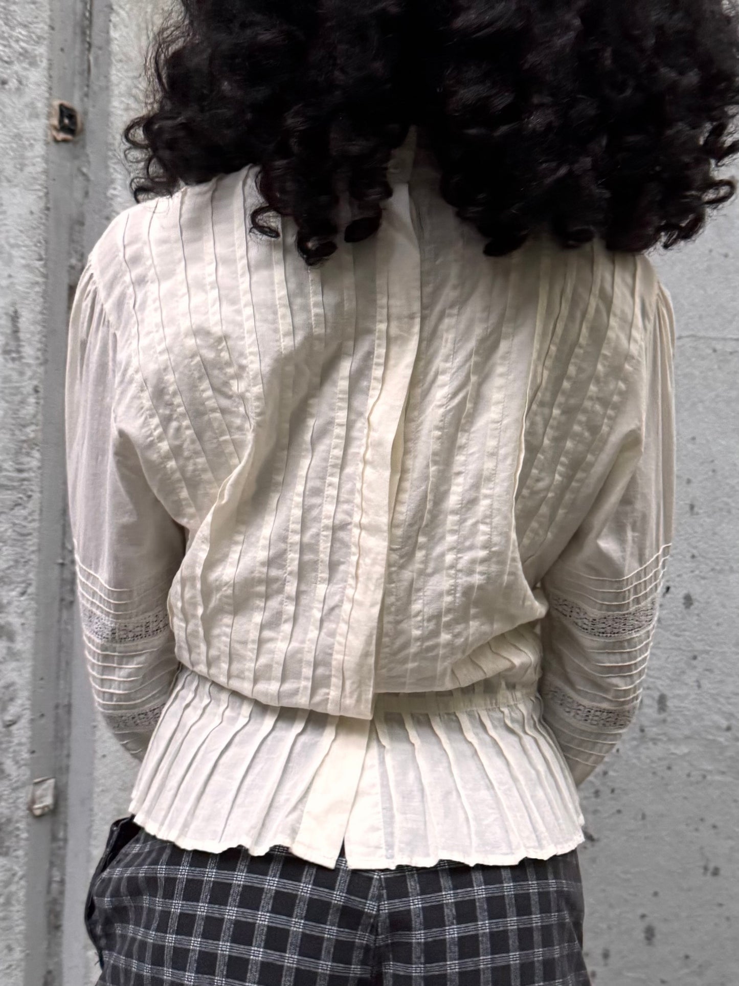 1980s Does Edwardian White Pintuck Blouse