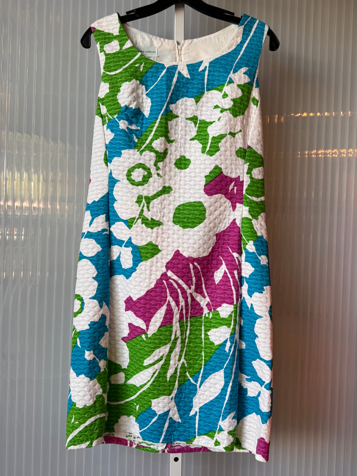 1960s Multicolor Hawaiian Print Quilted Shift Dress