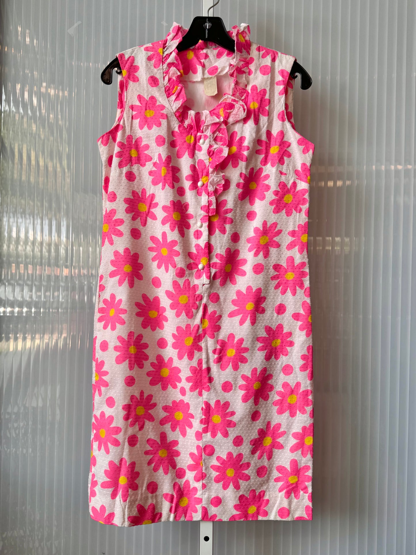 1960s Bright Pink & White Floral Mod-Style Dress