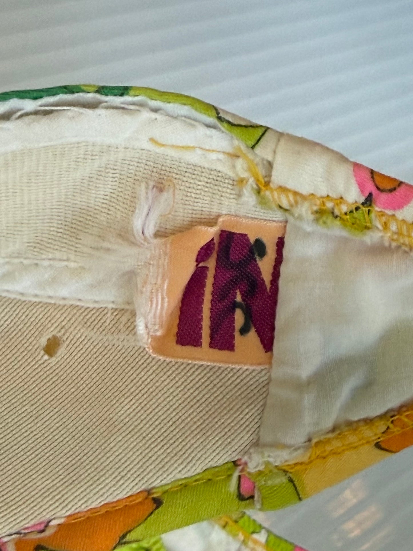 1960s Green Bikini Set w/ Mod Geometric Floral Print