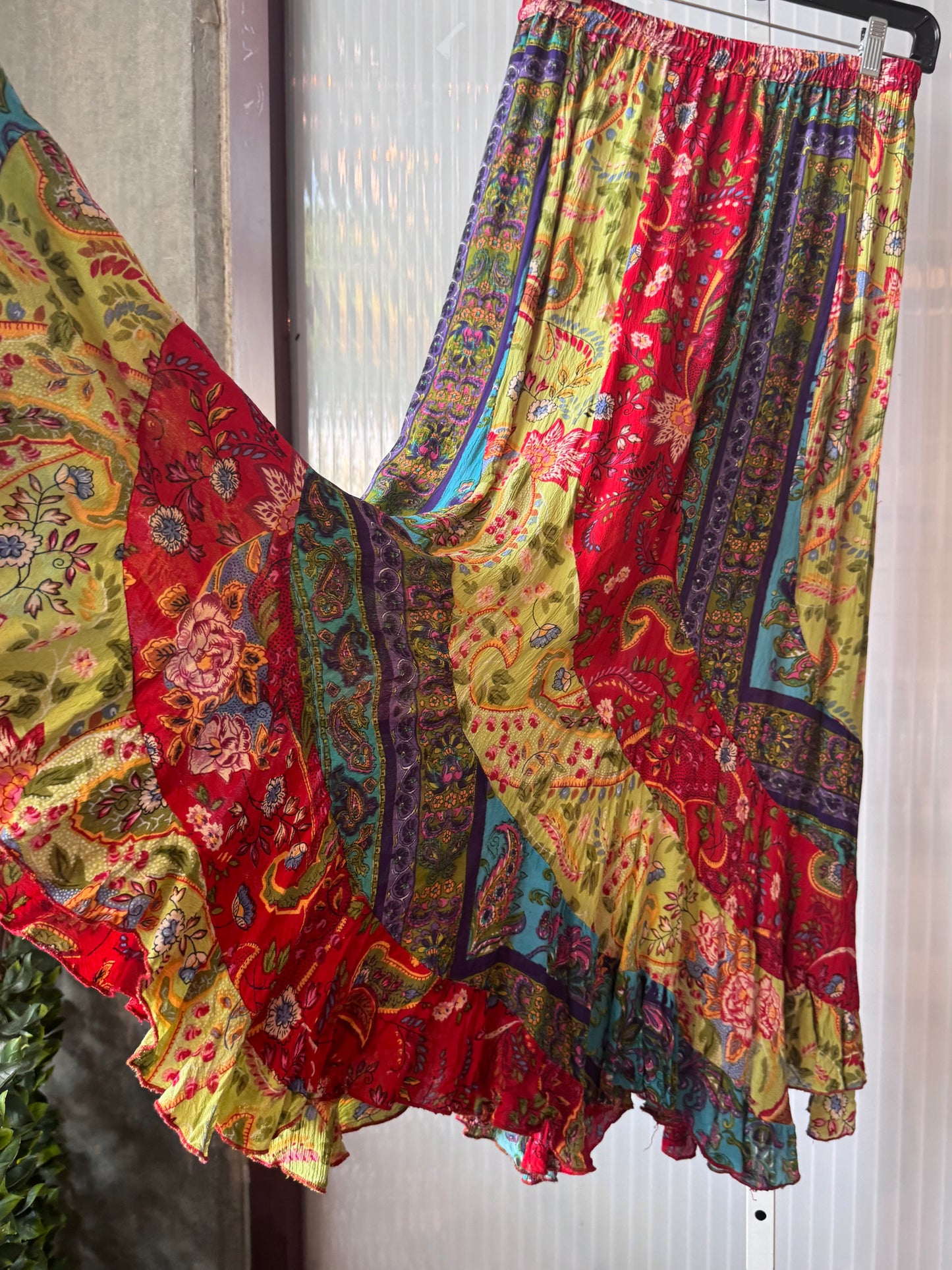 Y2K Whimsical Flowy Multicolor Paisley Skirt