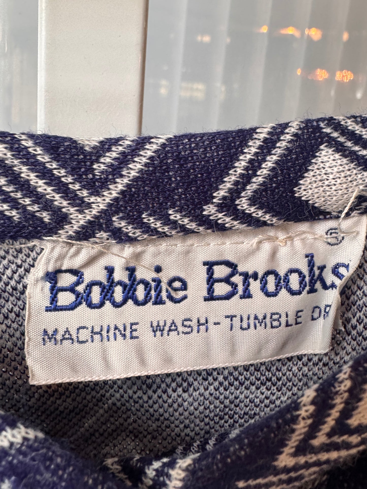1970s Navy Geometric Knit Skirt