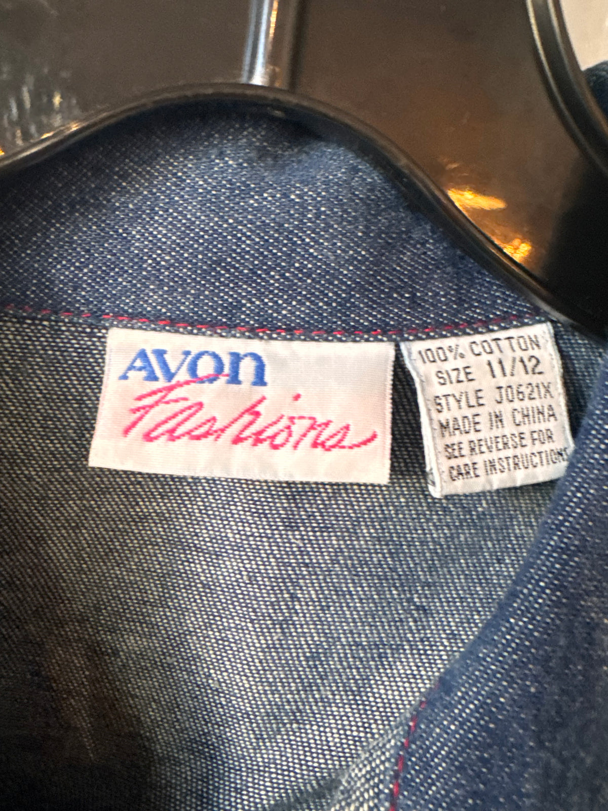 1980s Avon Blue Denim Button-Up Dress