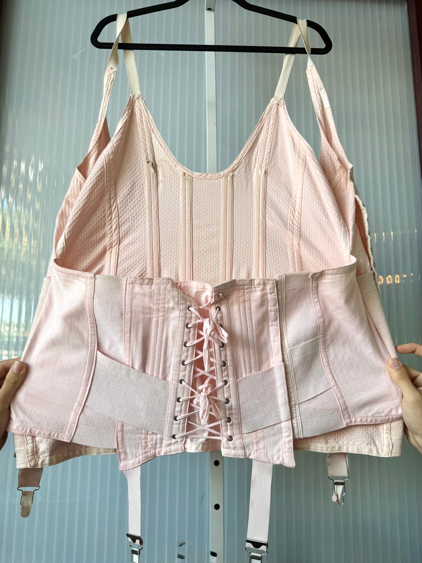 1940s Pink Corset Shapewear w/ Garter Straps