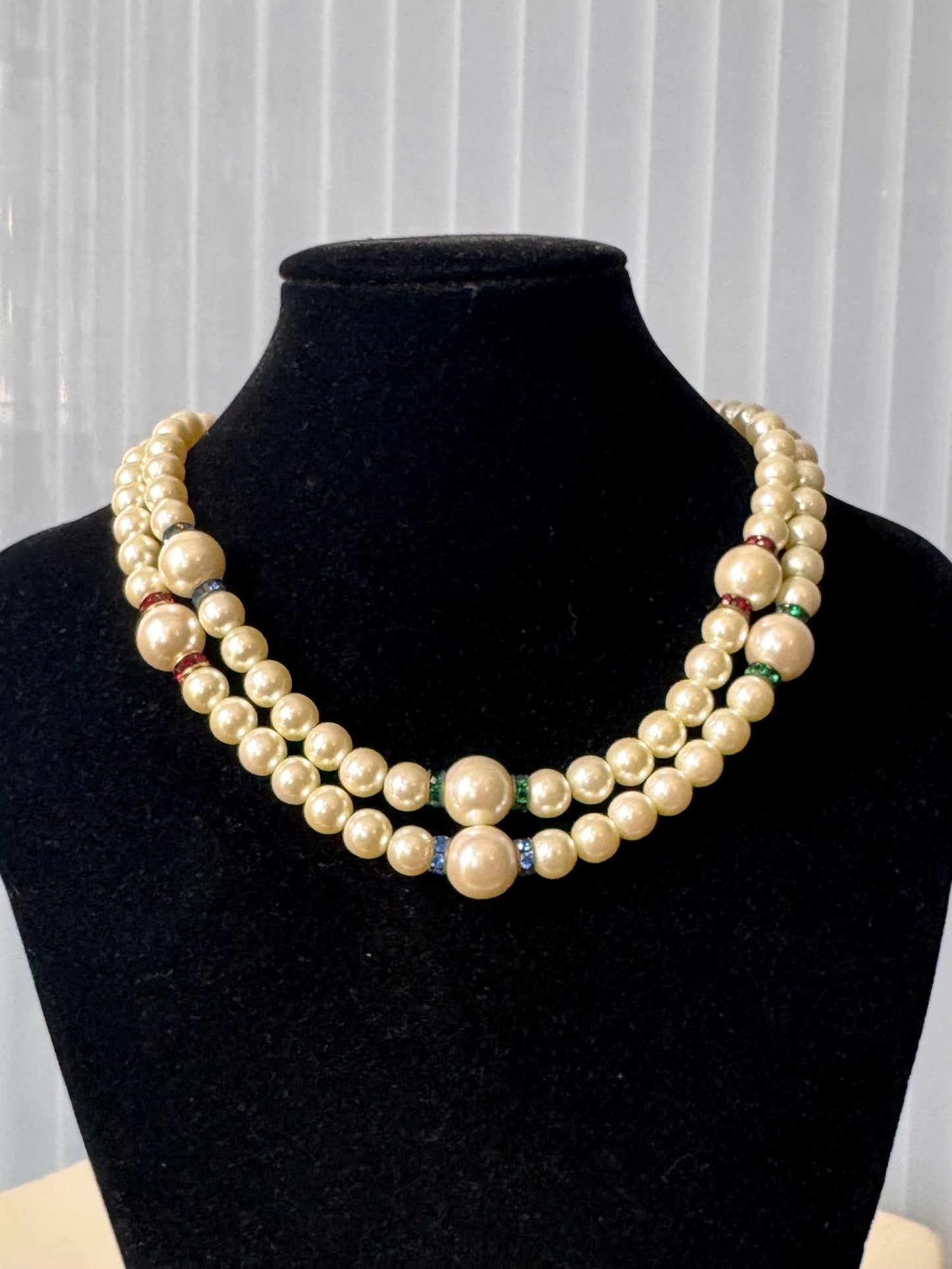 1980s Carolee 2 Strand Cream Pearl Necklace