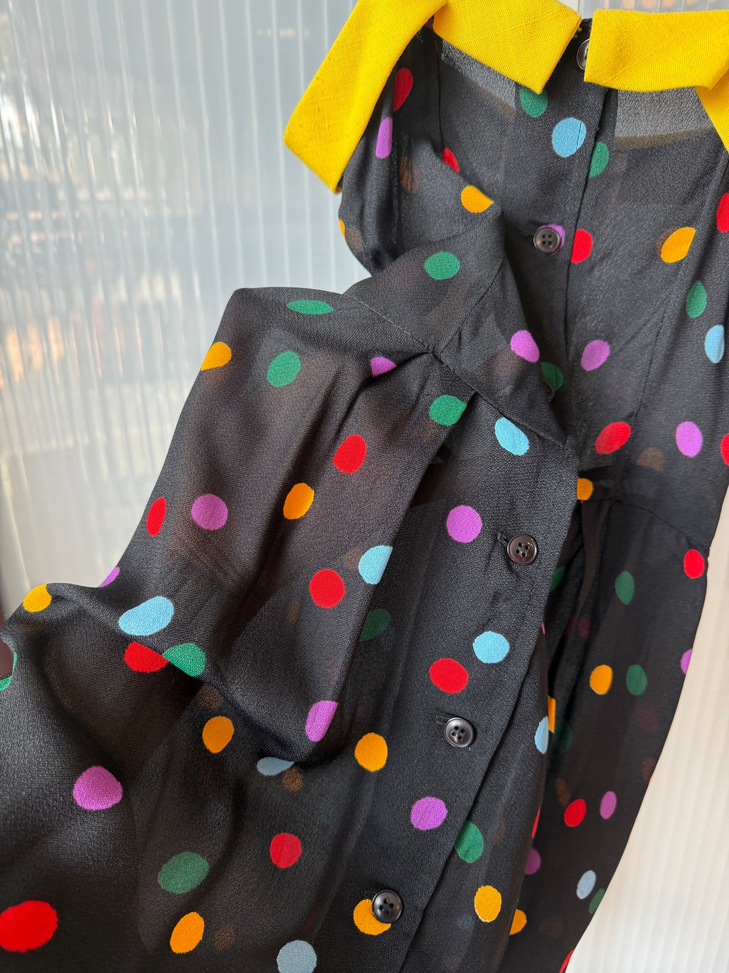 1980s Miss D Oscar De La Renta Sheer Polka Dot Dress