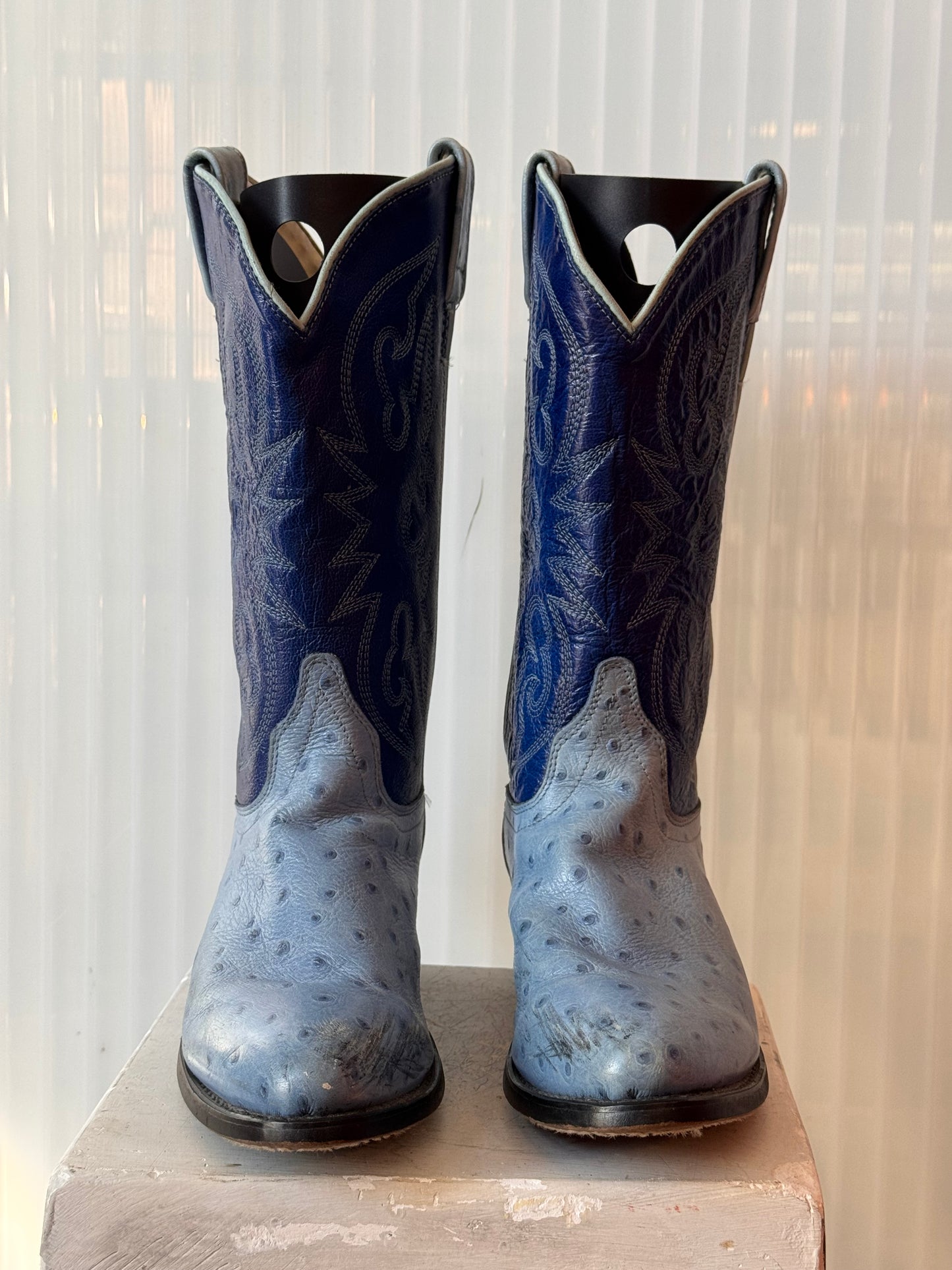 Blue Ostrich Leather Western Boots