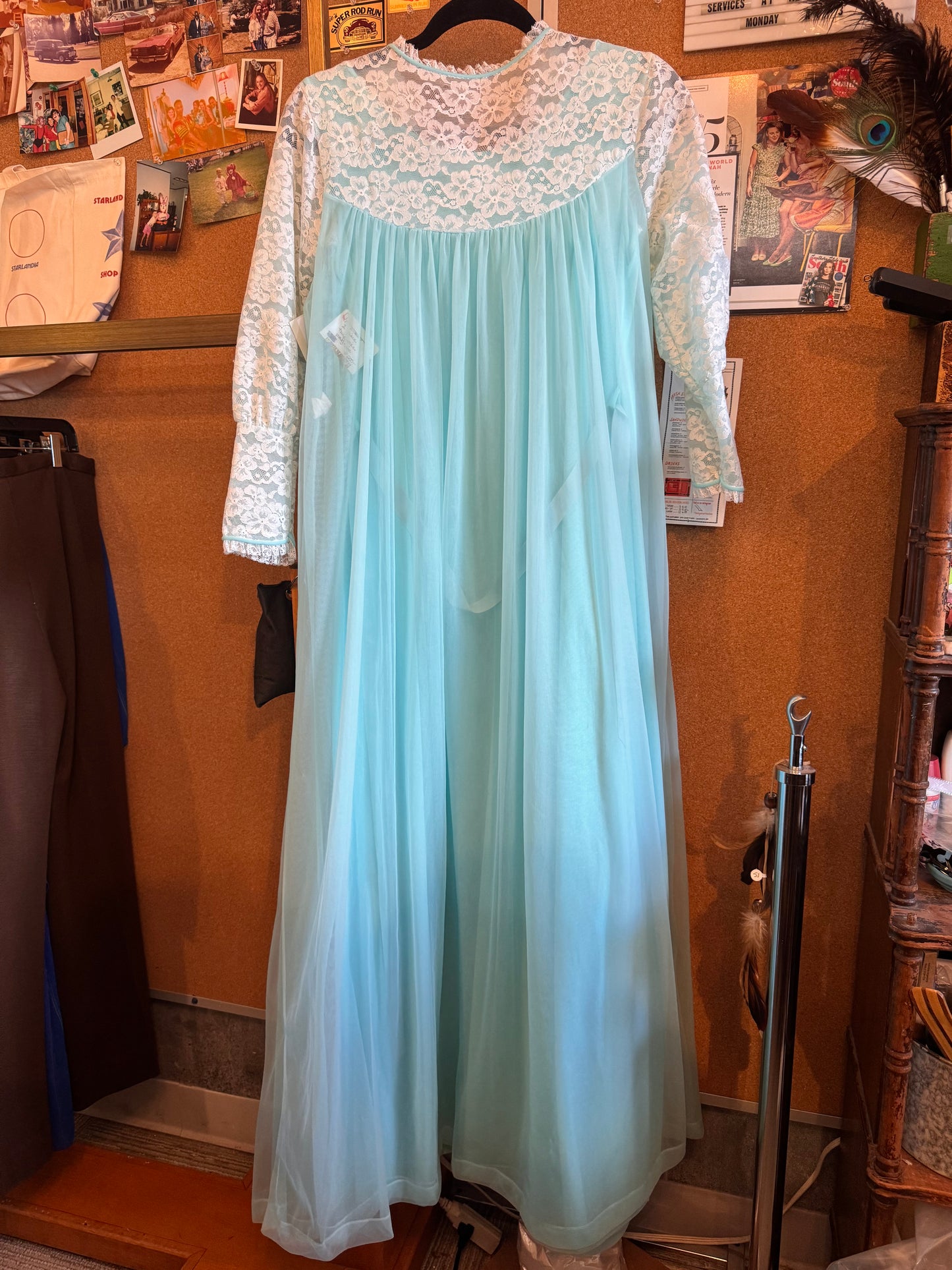 1960s Blue Peignoir Robe + Nightgown Set
