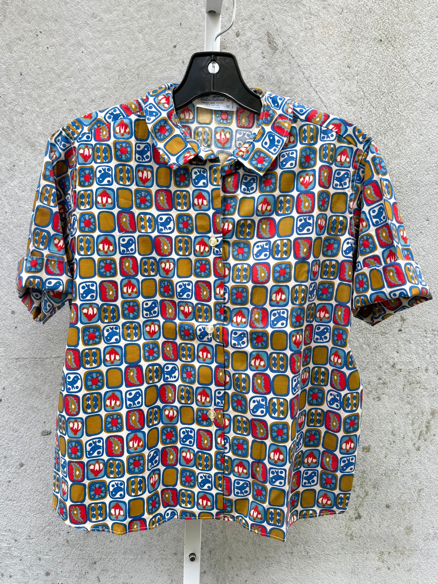 1960s Printed Short-Sleeve Collared Shirt