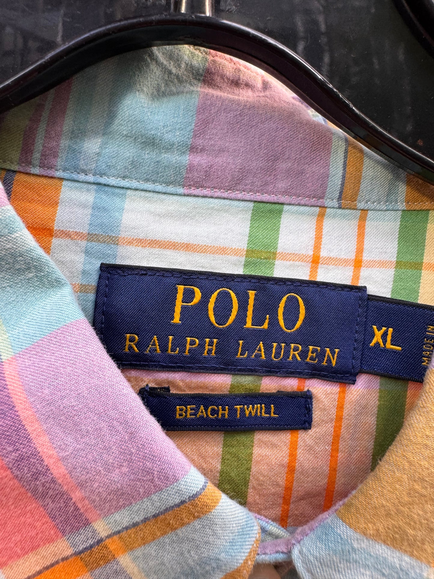 Ralph Lauren Pastel Pink & Blue Plaid Pearl Snap Western Shirt
